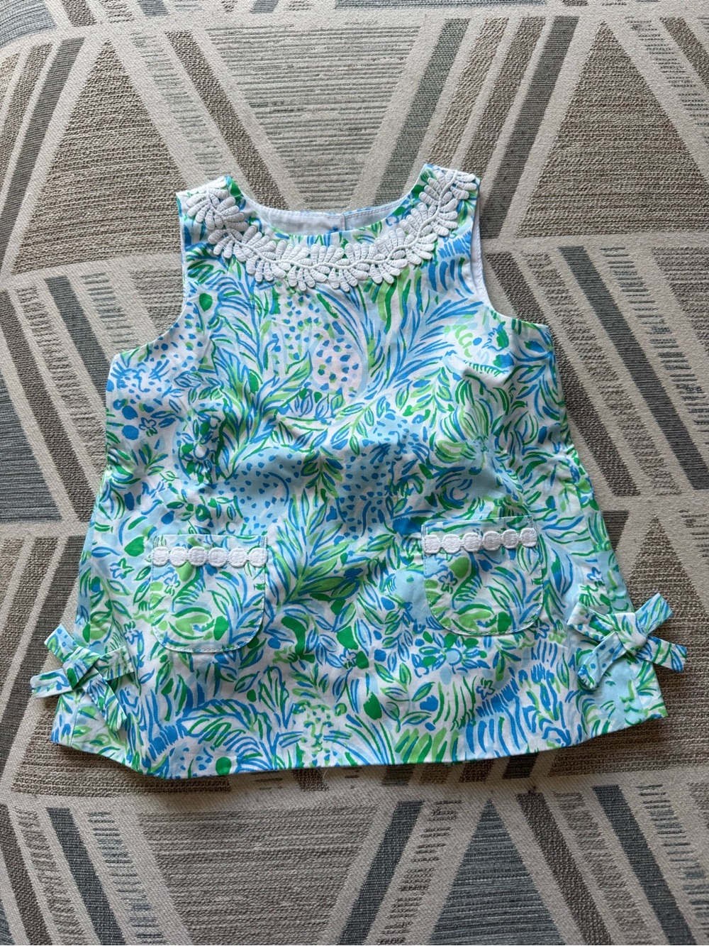 Lilly Pulitzer 12-18 Months Baby Girl Floral Shift Dress Set Blue Green Summer